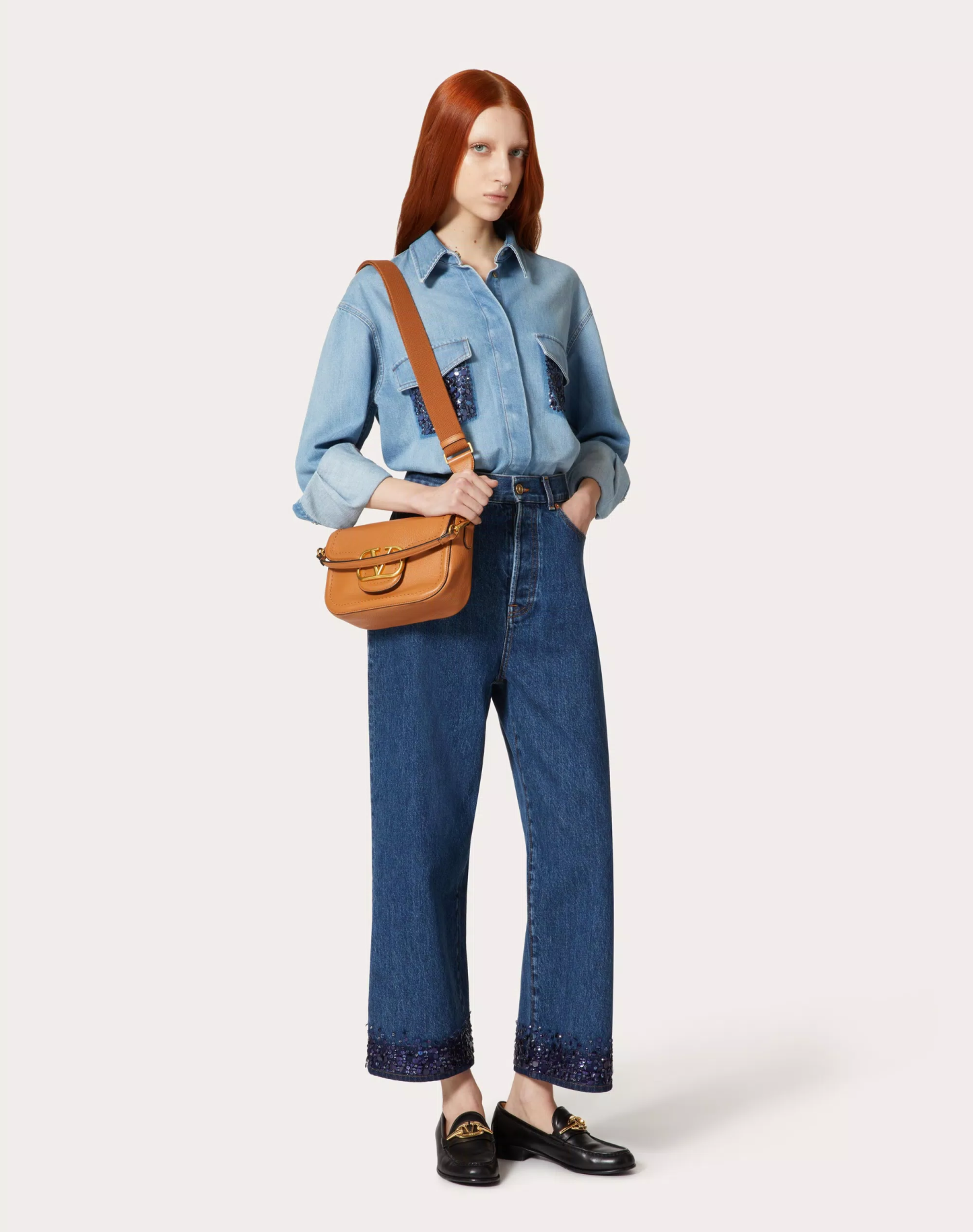 VALENTINO GARAVANI ALLTIME GRAINY CALFSKIN SHOULDER BAG